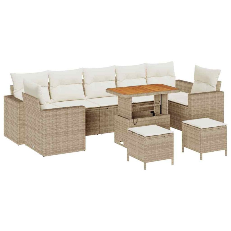 vidaXL Σετ Καναπέ Κήπου 13 pcs Μαύρο και Κρέμα συνθετικό ρατάν