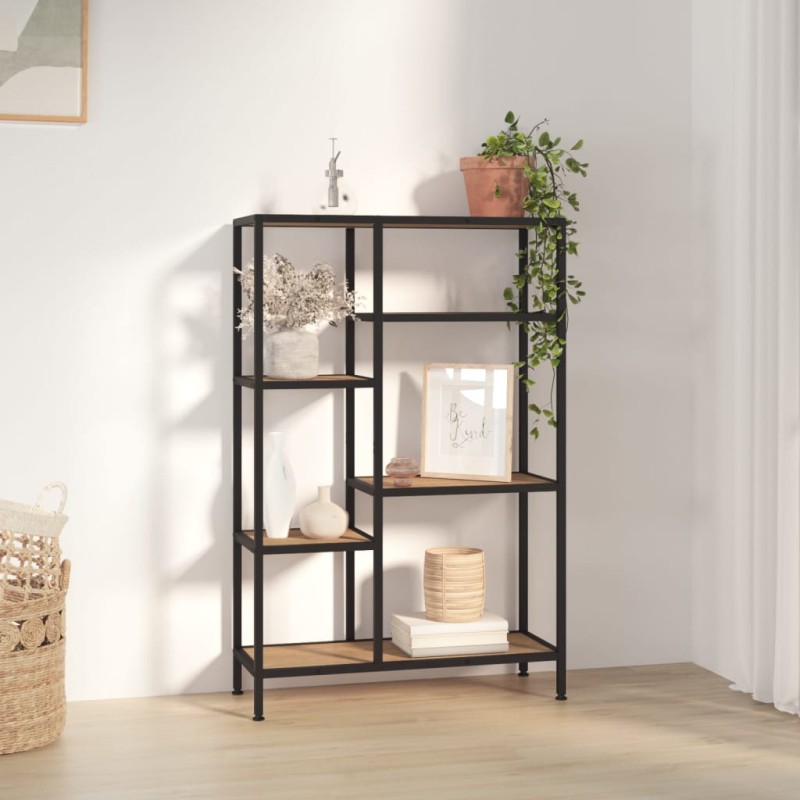 vidaXL Βιβλιοθήκη 80 x 30 x 120 εκ. από Ατσάλι και Επεξεργασμένο Ξύλο