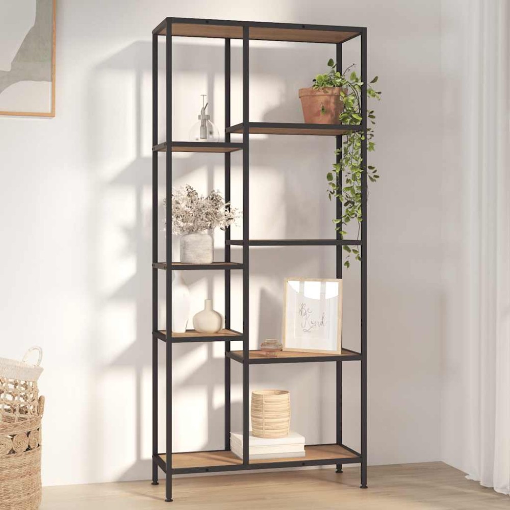 vidaXL Βιβλιοθήκη 80 x 30 x 180 εκ. από Ατσάλι και Επεξεργασμένο Ξύλο