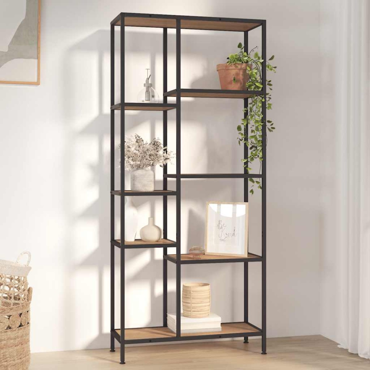vidaXL Βιβλιοθήκη 80 x 30 x 180 εκ. από Ατσάλι και Επεξεργασμένο Ξύλο