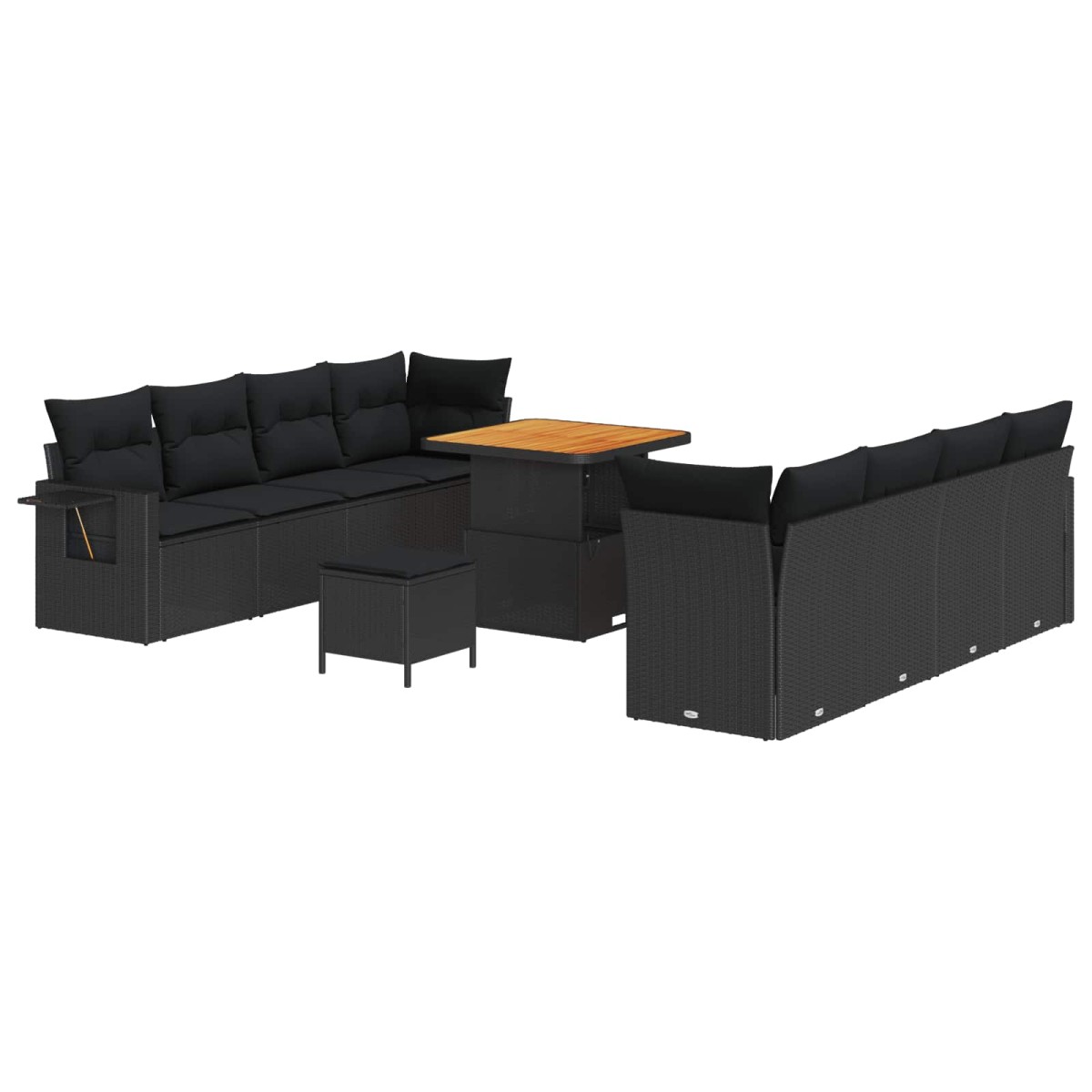 vidaXL Σετ Καναπέ Κήπου με μαξιλάρι 11 pcs Μαύρο συνθετικό ρατάν