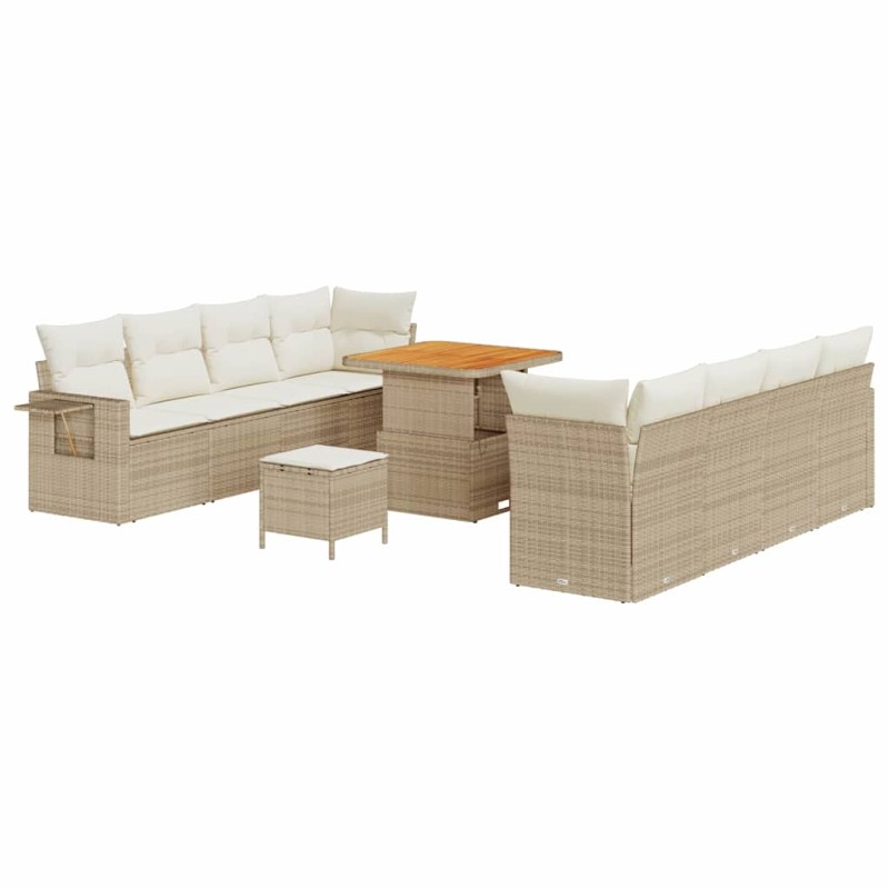 vidaXL Σετ Καναπέ Κήπου 11 pcs Μπεζ και Κρέμα συνθετικό ρατάν