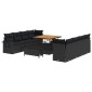 vidaXL Σετ Καναπέ Κήπου με μαξιλάρι 11 pcs Μαύρο συνθετικό ρατάν
