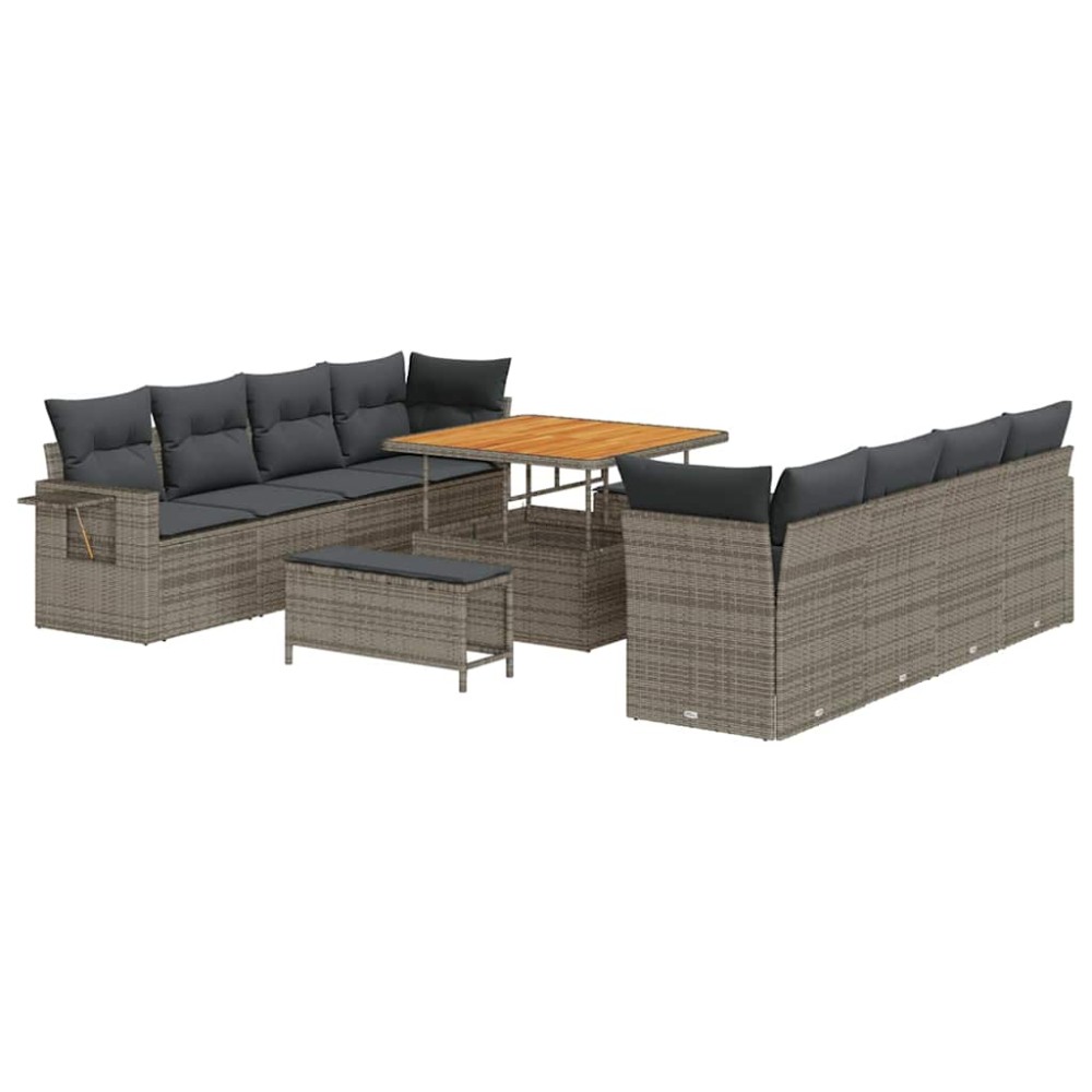 vidaXL Σετ Καναπέ Κήπου με μαξιλάρι 11 pcs Γκρι συνθετικό ρατάν