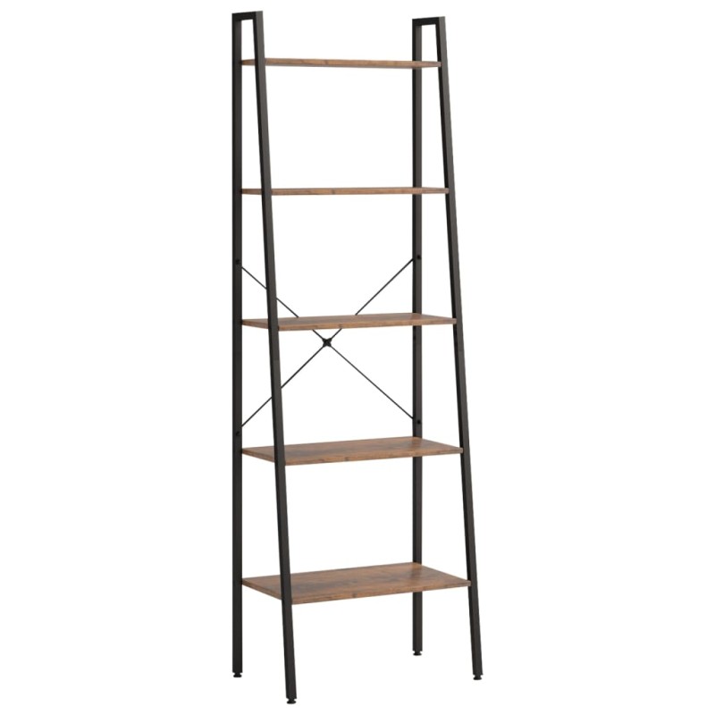 vidaXL Ραφιέρα 5 Επιπέδων Σκούρο Καφέ & Μαύρο 56 x 35 x 174 εκ.