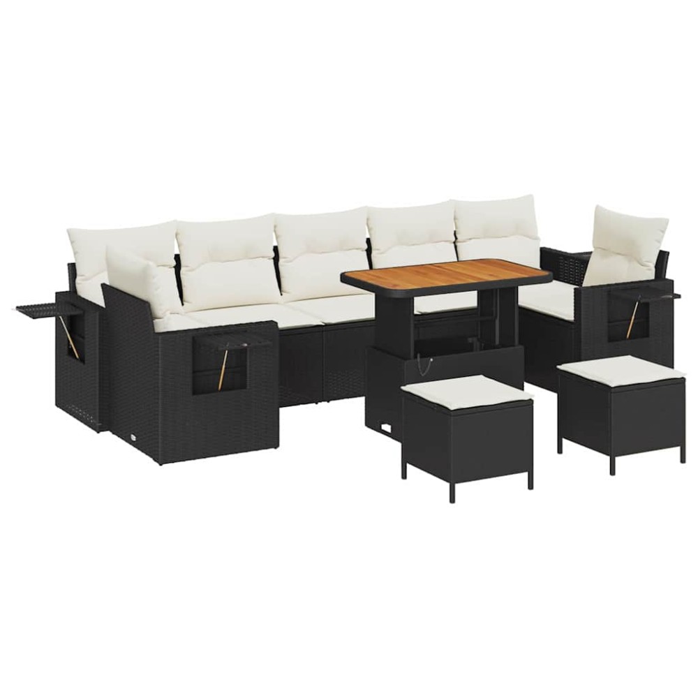 vidaXL Σετ Καναπέ Κήπου 13 pcs Μαύρο και Κρέμα συνθετικό ρατάν