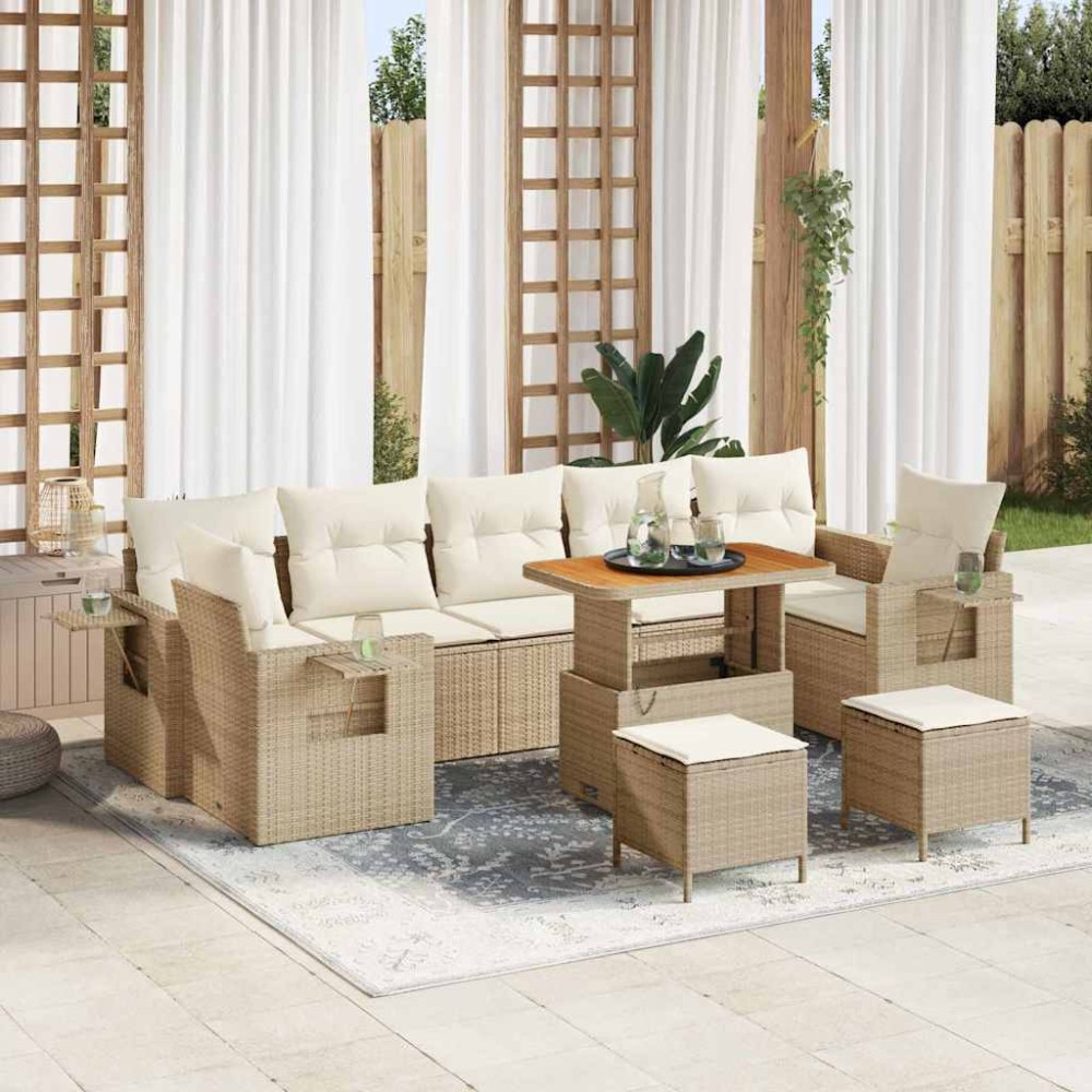 vidaXL Σετ Καναπέ Κήπου 13 pcs Μπεζ και Κρέμα συνθετικό ρατάν