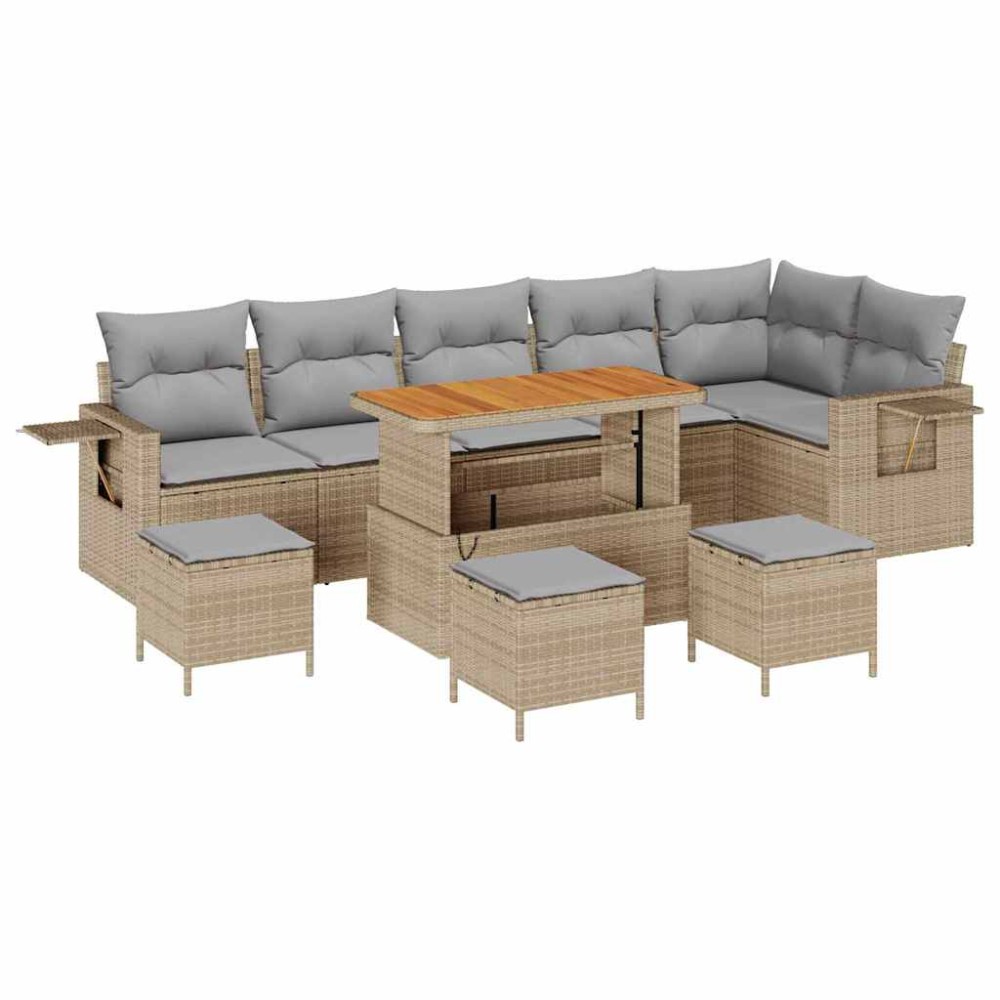 vidaXL Σετ Καναπέ Κήπου 12 τμχ. Μπέζ και Ανοιχτό Γκρι συνθετικό ρατάν