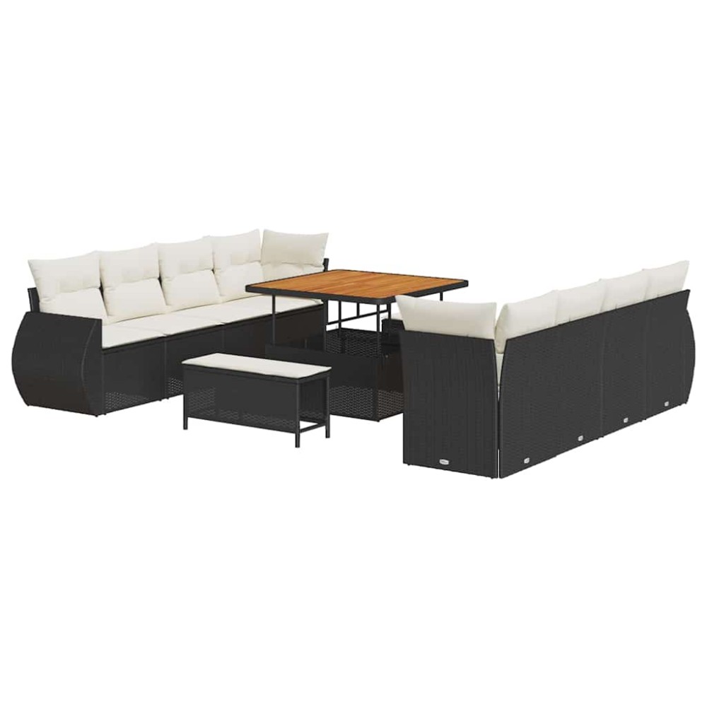vidaXL Σετ Καναπέ Κήπου 11 τμχ. Μαύρο συνθετικό ρατάν