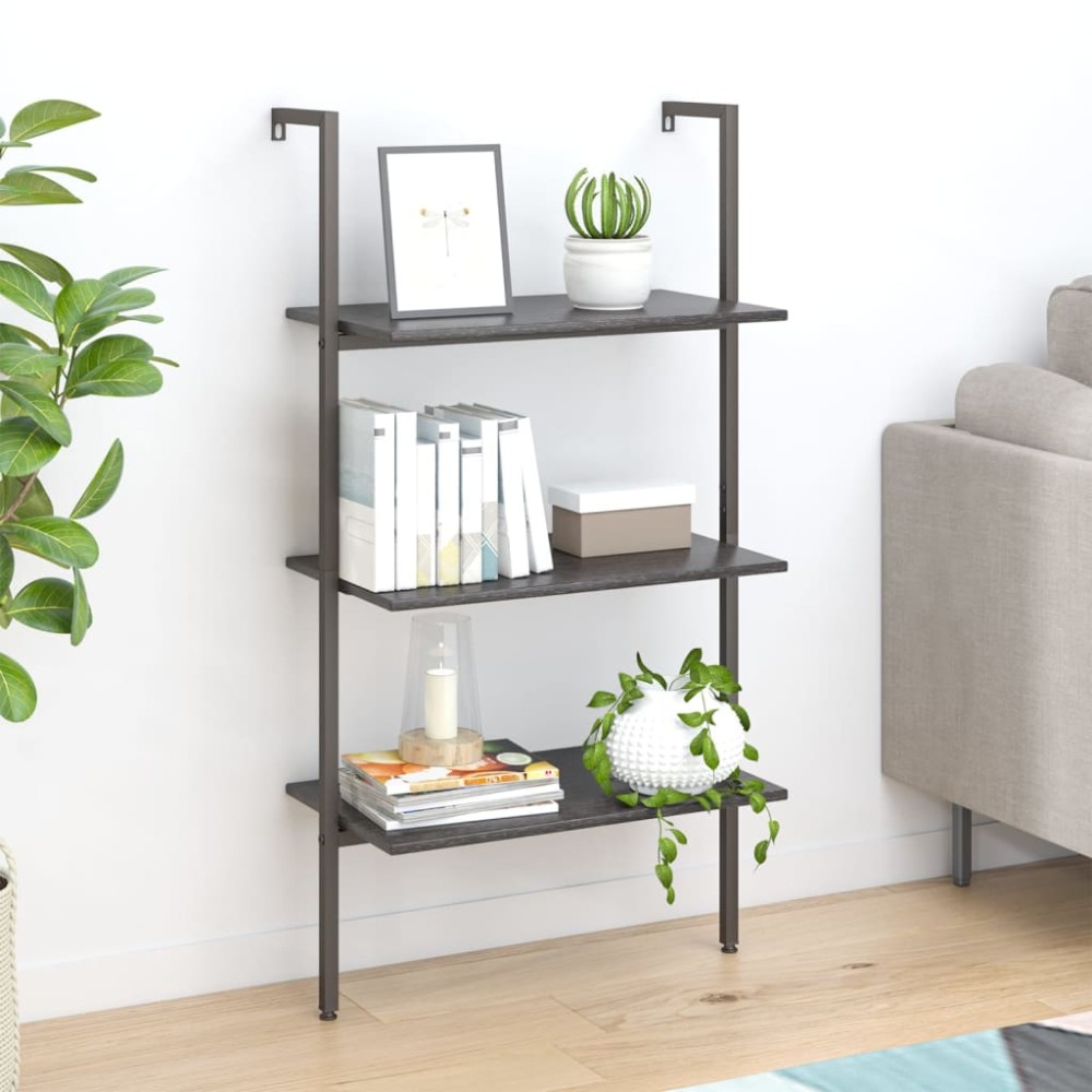 vidaXL Ραφιέρα Κεκλιμένη 3 Επιπέδων Μαύρη 64x35x120,5 εκ.