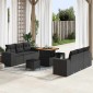 vidaXL Σετ Καναπέ Κήπου με μαξιλάρι Μαύρο 221 x 204 x 85 εκ Πολυ Ρατάν