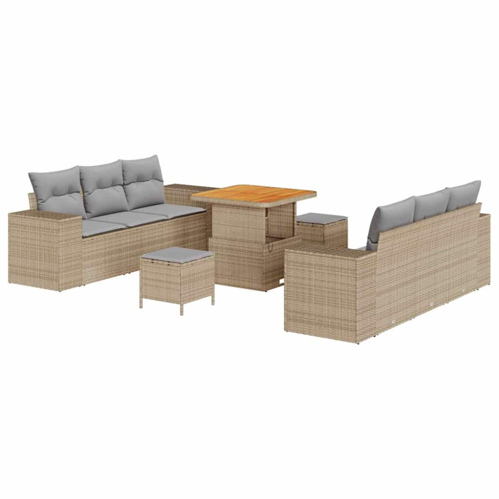 vidaXL Σετ Καναπέ Κήπου Μπέζ και Ανοιχτό Γκρι 221 x 204 x 85 εκ