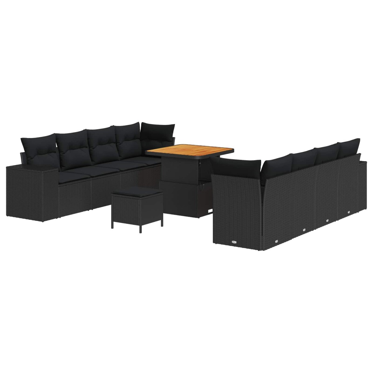 vidaXL Σετ Καναπέ Κήπου με μαξιλάρι 11 pcs Μαύρο συνθετικό ρατάν