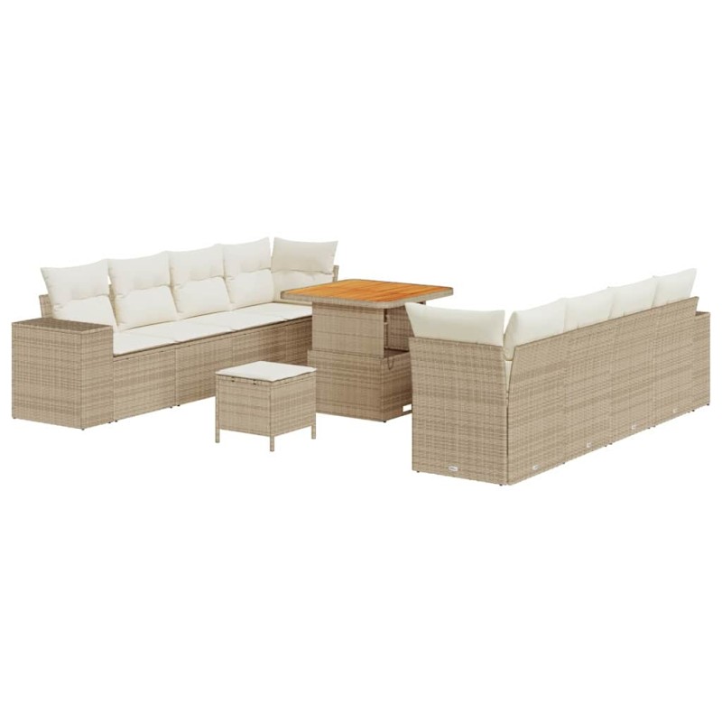 vidaXL Σετ Καναπέ Κήπου 11 pcs Μπεζ και Κρέμα συνθετικό ρατάν
