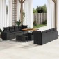 vidaXL Σετ Καναπέ Κήπου με μαξιλάρι 11 pcs Μαύρο συνθετικό ρατάν