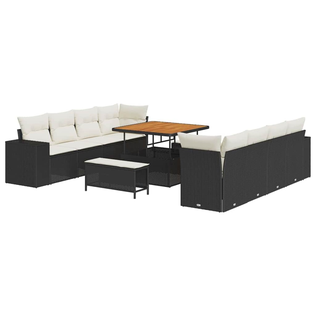 vidaXL Σετ Καναπέ Κήπου 11 pcs Μαύρο και Κρέμα συνθετικό ρατάν