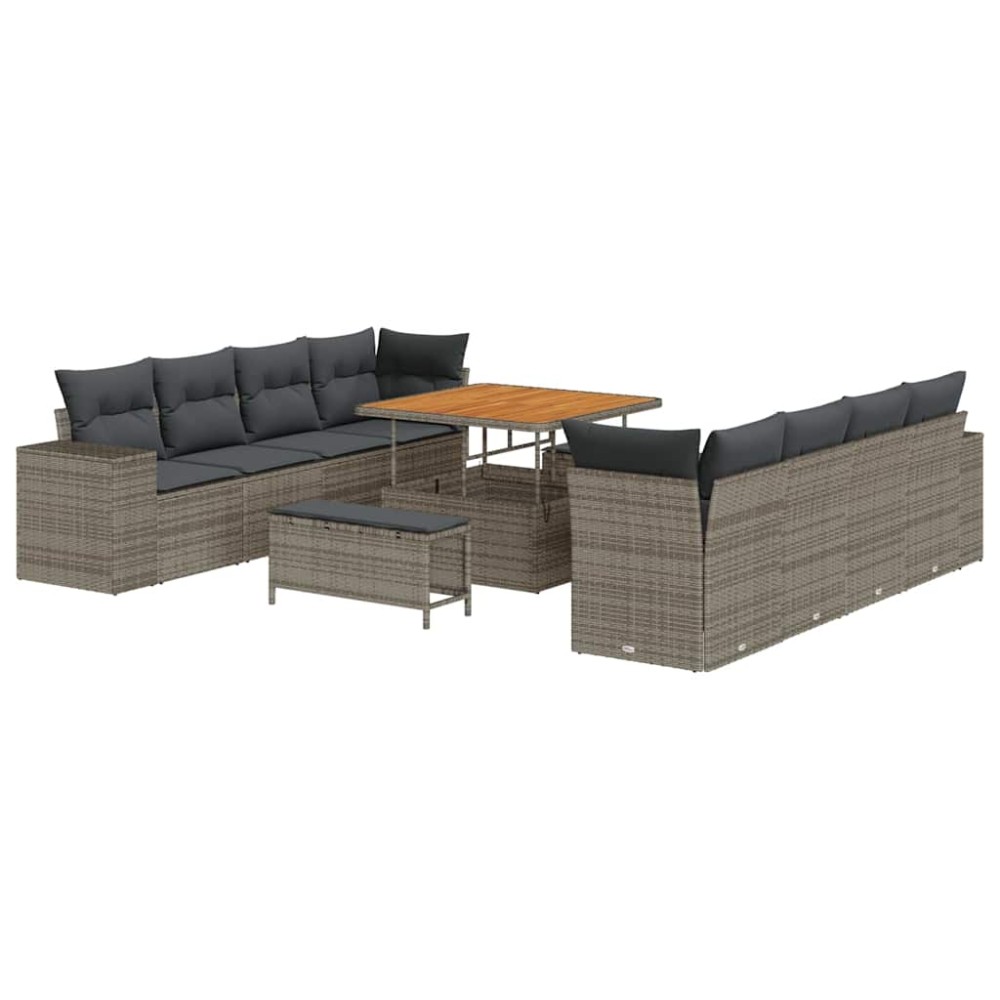 vidaXL Σετ Καναπέ Κήπου με μαξιλάρι 11 pcs Γκρι συνθετικό ρατάν
