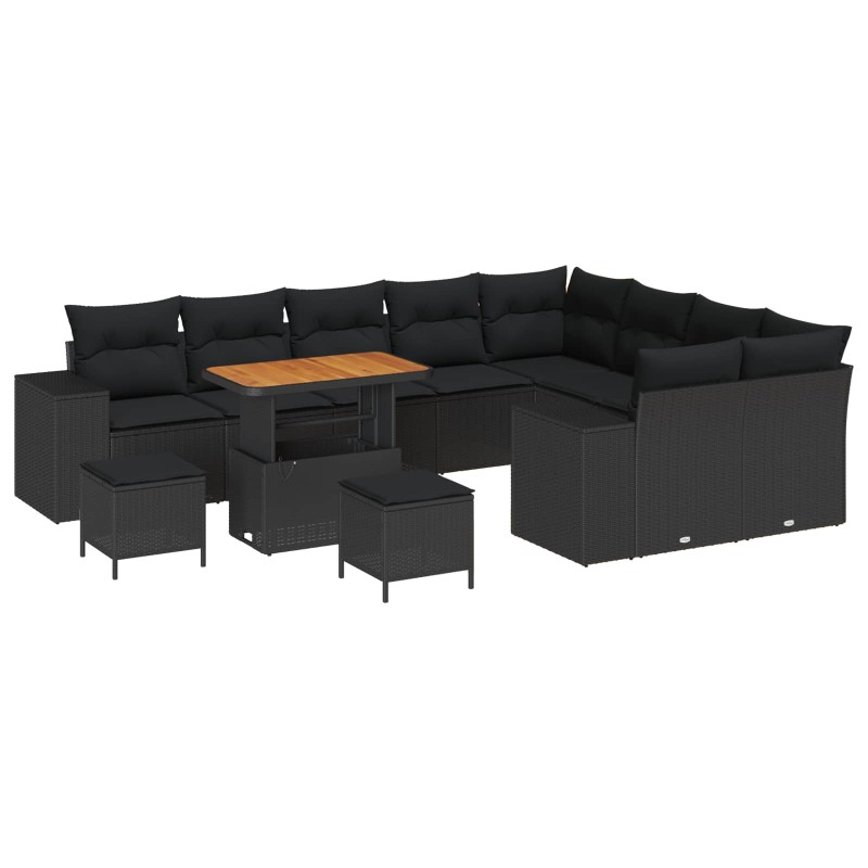 vidaXL Σετ Καναπέ Κήπου 12 τμχ. 9-Αριθμός καθισμάτων Μαύρο