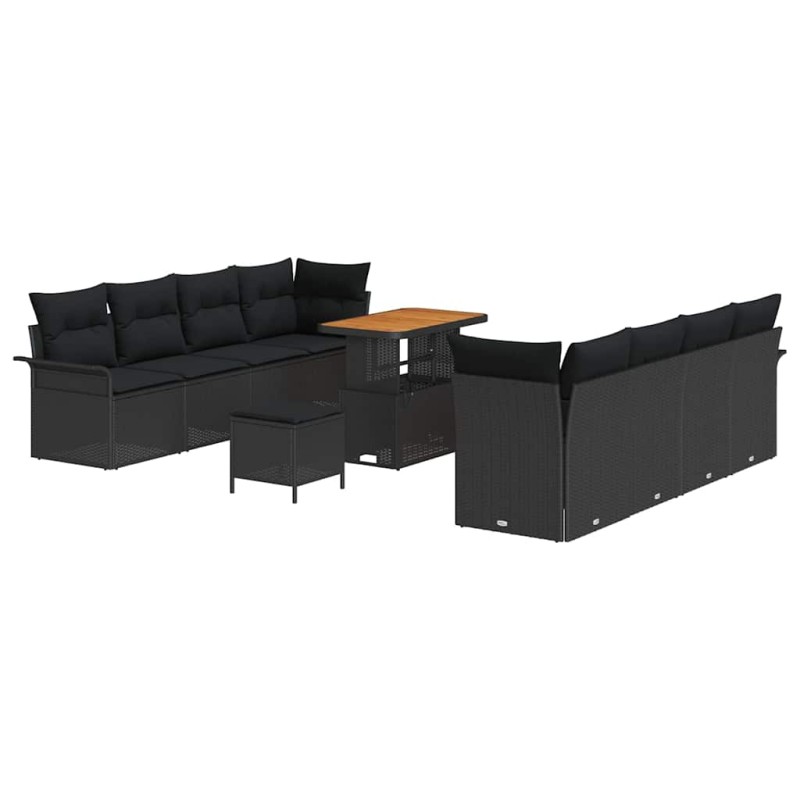 vidaXL Σετ Καναπέ Κήπου με μαξιλάρι Μαύρο 90 x 55 x 71 cm