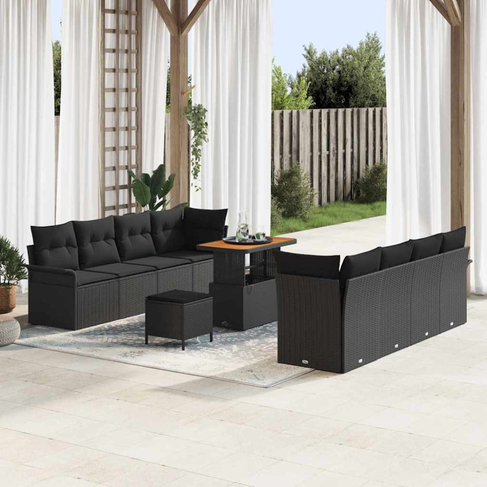 vidaXL Σετ Καναπέ Κήπου με μαξιλάρι Μαύρο 90 x 55 x 71 cm