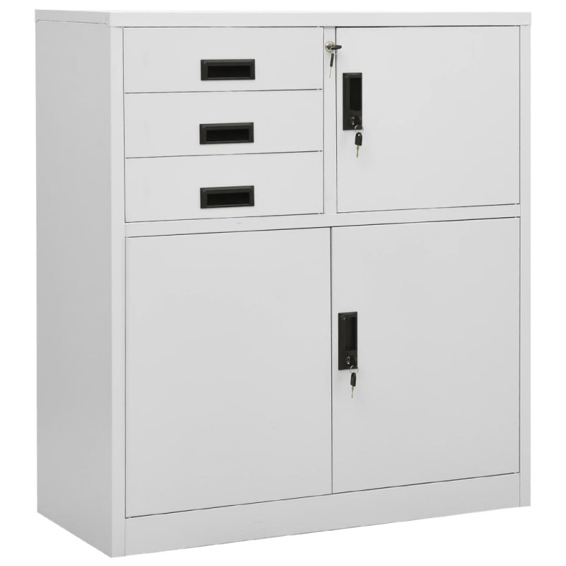vidaXL Ντουλάπα Γραφείου Ανοιχτό Γκρι 90 x 40 x 102 εκ. Ατσάλινη