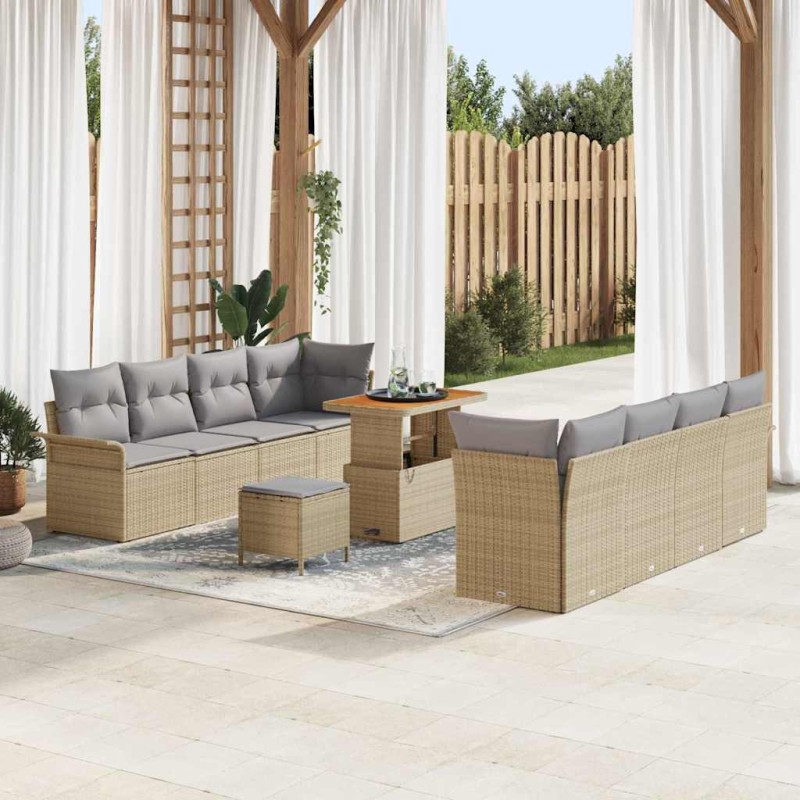 vidaXL Σετ Καναπέ Κήπου Μπέζ και Ανοιχτό Γκρι 90 x 55 x 71 cm
