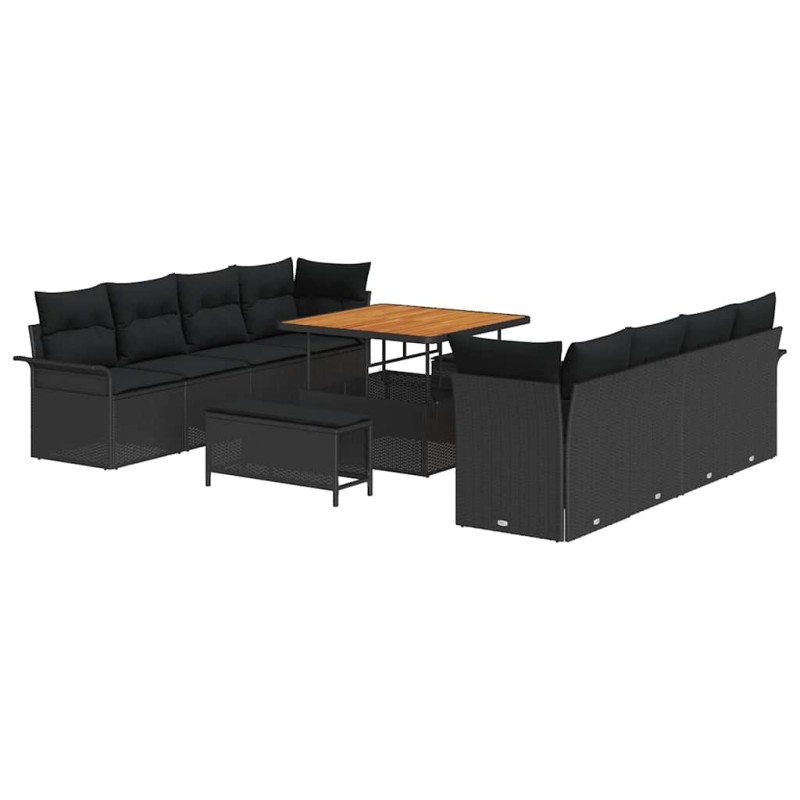vidaXL Σετ Καναπέ Κήπου με μαξιλάρι Μαύρο 100 x 100 x 71 cm