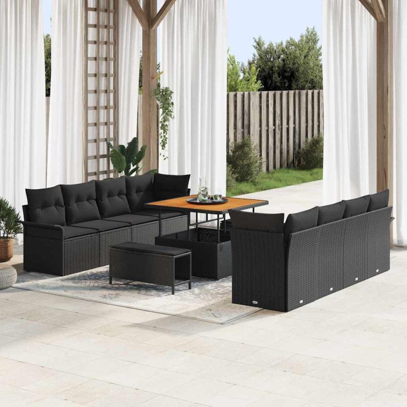 vidaXL Σετ Καναπέ Κήπου με μαξιλάρι Μαύρο 100 x 100 x 71 cm