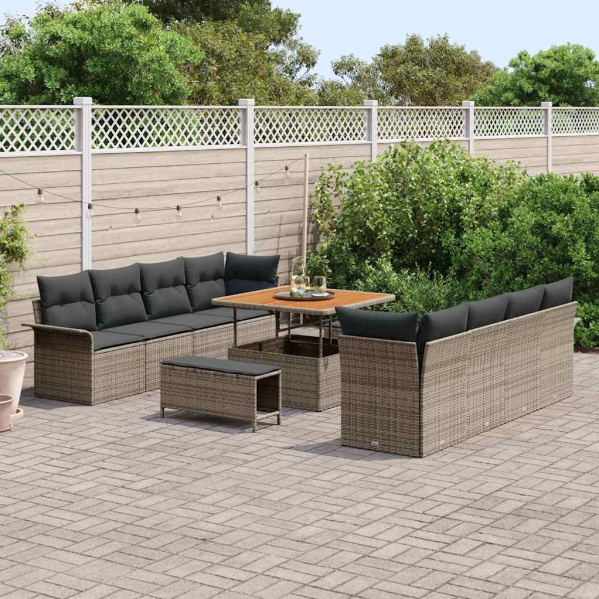 vidaXL Σετ Καναπέ Κήπου με μαξιλάρι Γκρι 100 x 100 x 71 cm