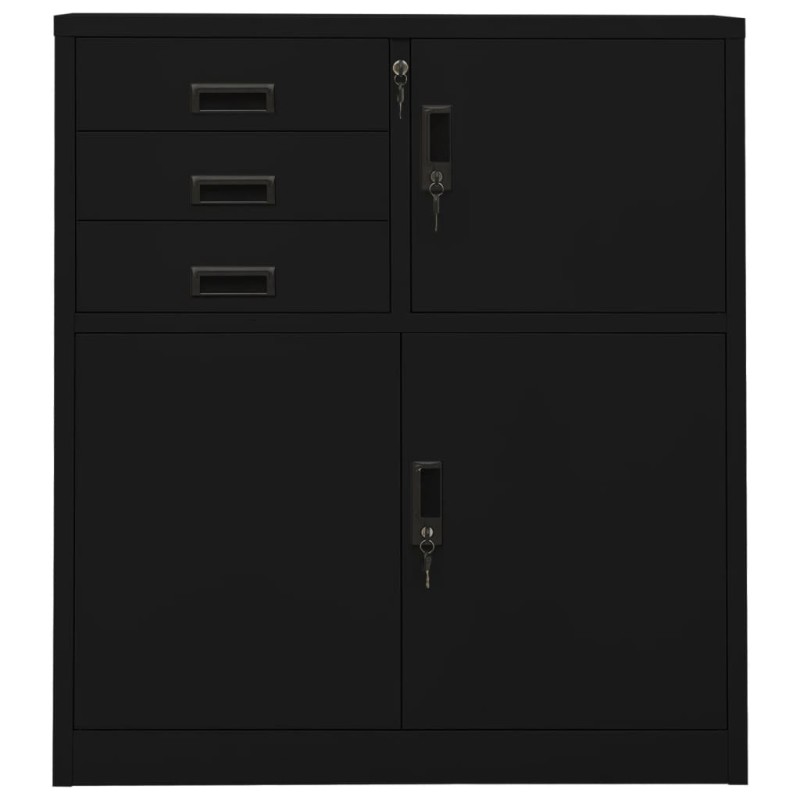 vidaXL Ντουλάπα Γραφείου Μαύρη 90 x 40 x 102 εκ. Ατσάλινη