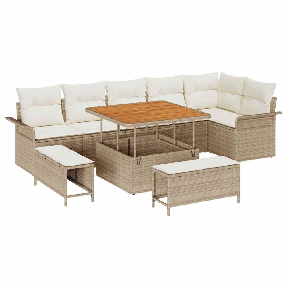 vidaXL Σετ Καναπέ Κήπου 9 τμχ. 8-Αριθμός καθισμάτων Μπεζ και Κρέμα