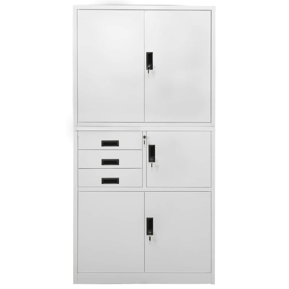 vidaXL Ντουλάπα Γραφείου Ανοιχτό Γκρι 90 x 40 x 180 εκ. Ατσάλινη