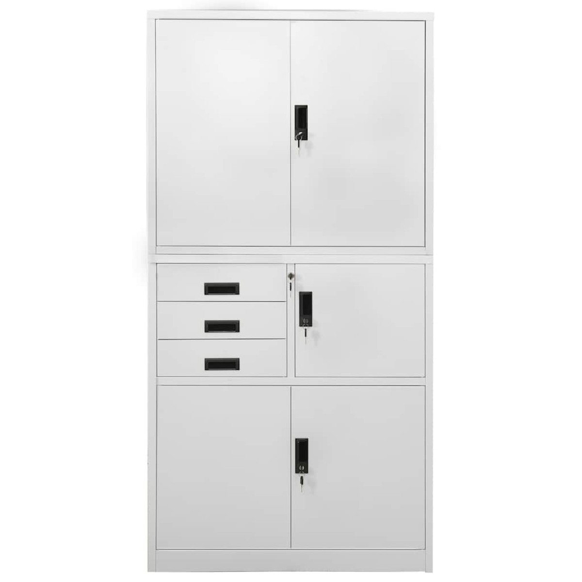 vidaXL Ντουλάπα Γραφείου Ανοιχτό Γκρι 90 x 40 x 180 εκ. Ατσάλινη