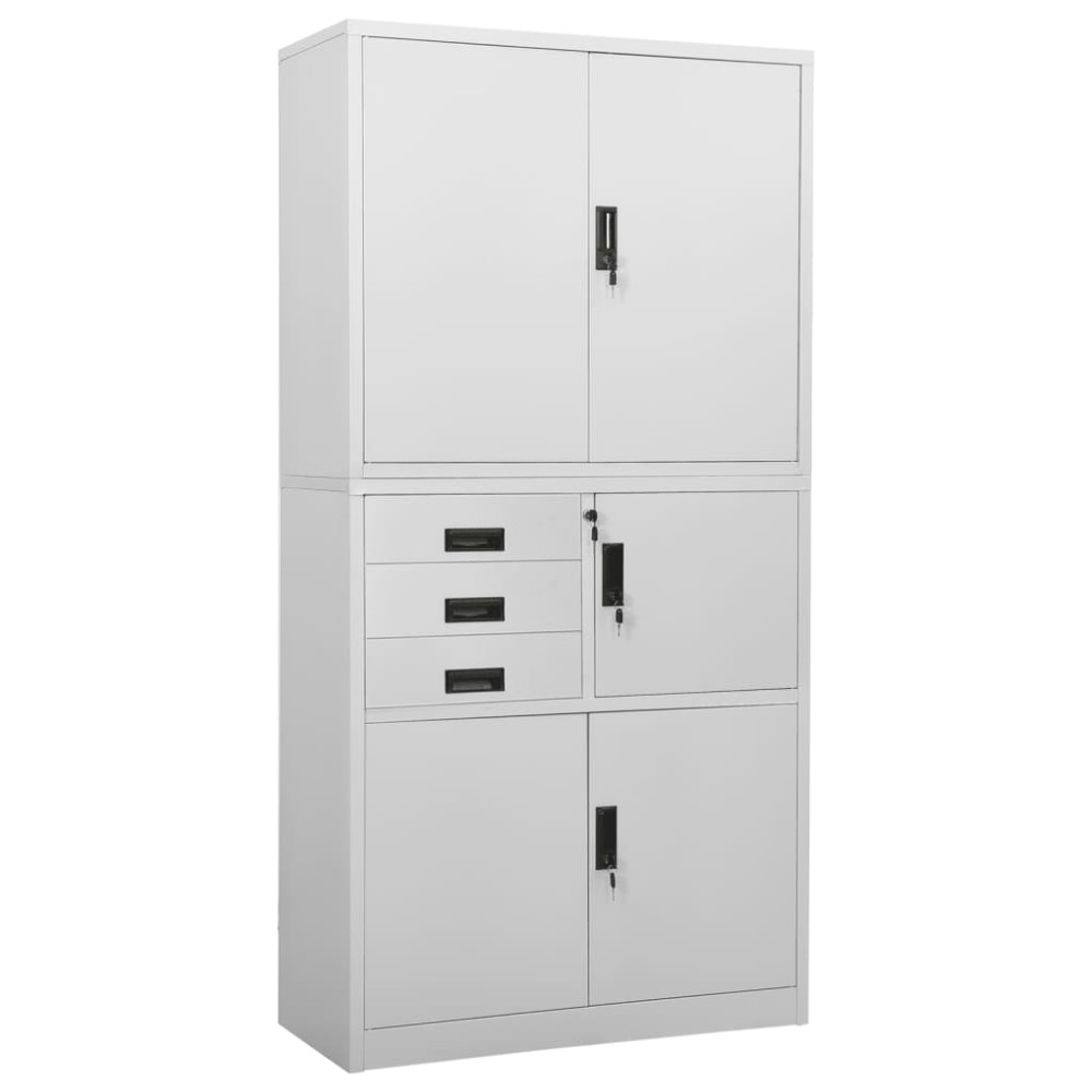 vidaXL Ντουλάπα Γραφείου Ανοιχτό Γκρι 90 x 40 x 180 εκ. Ατσάλινη