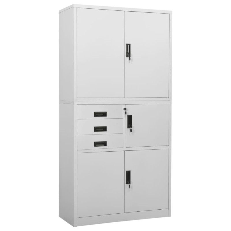 vidaXL Ντουλάπα Γραφείου Ανοιχτό Γκρι 90 x 40 x 180 εκ. Ατσάλινη