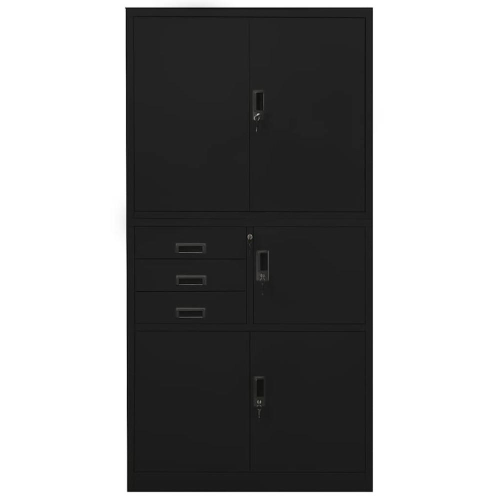 vidaXL Ντουλάπα Γραφείου Μαύρη 90 x 40 x 180 εκ. Ατσάλινη