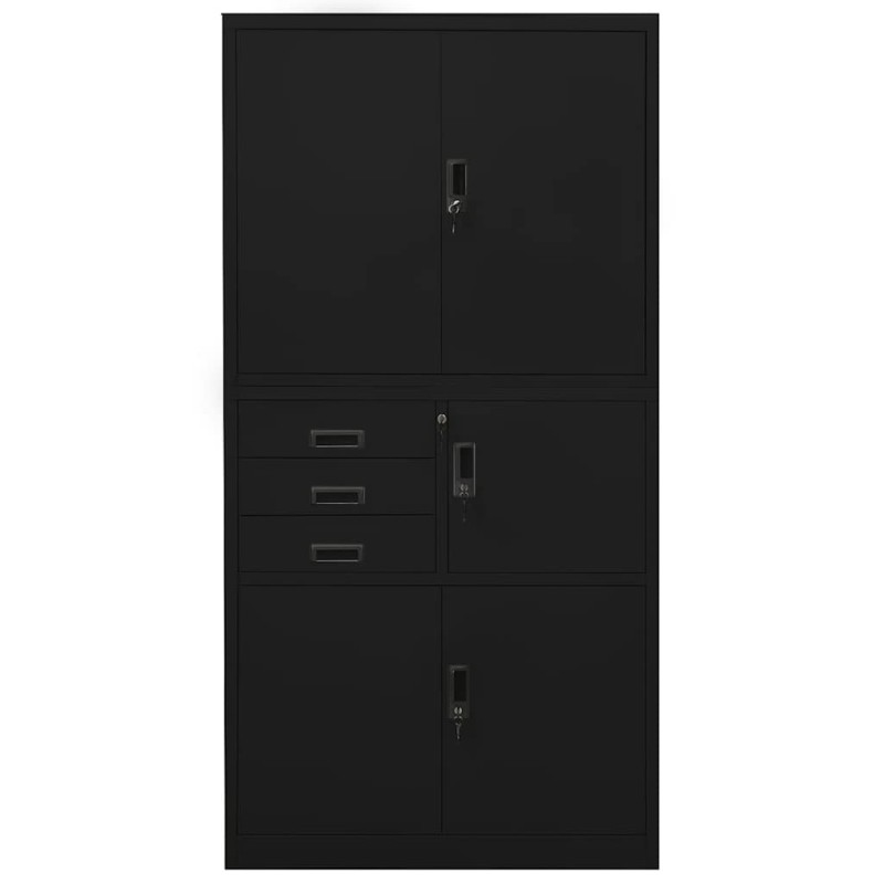 vidaXL Ντουλάπα Γραφείου Μαύρη 90 x 40 x 180 εκ. Ατσάλινη