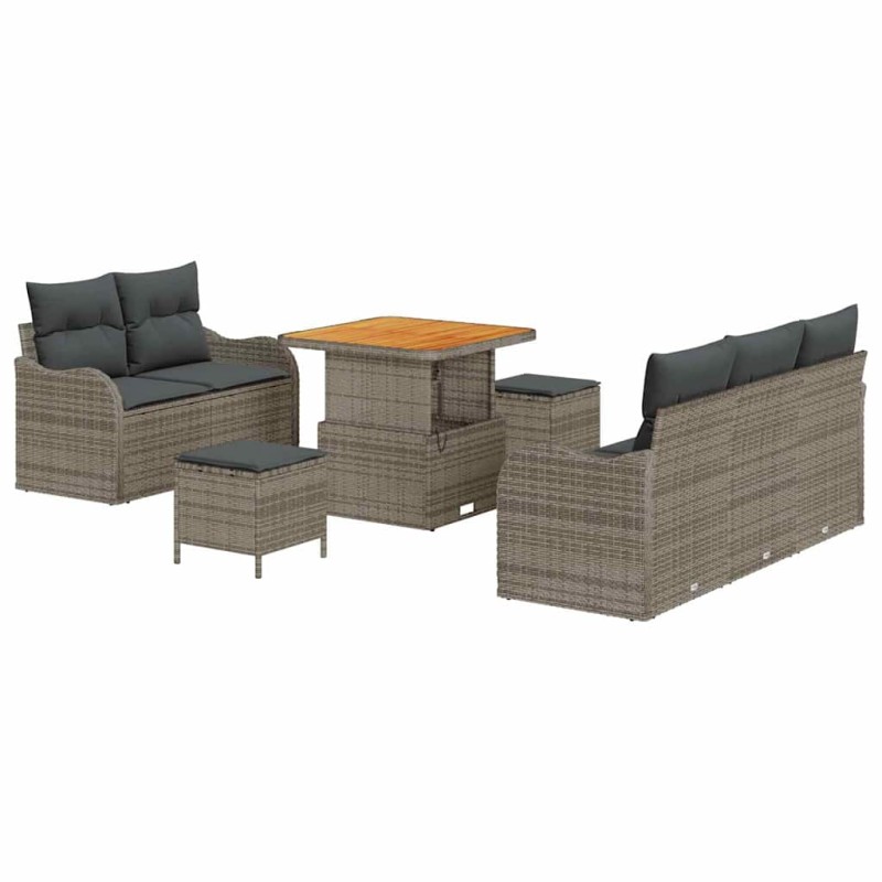 vidaXL Σετ Καναπέ Κήπου 8 τμχ. 7-Αριθμός καθισμάτων Γκρι