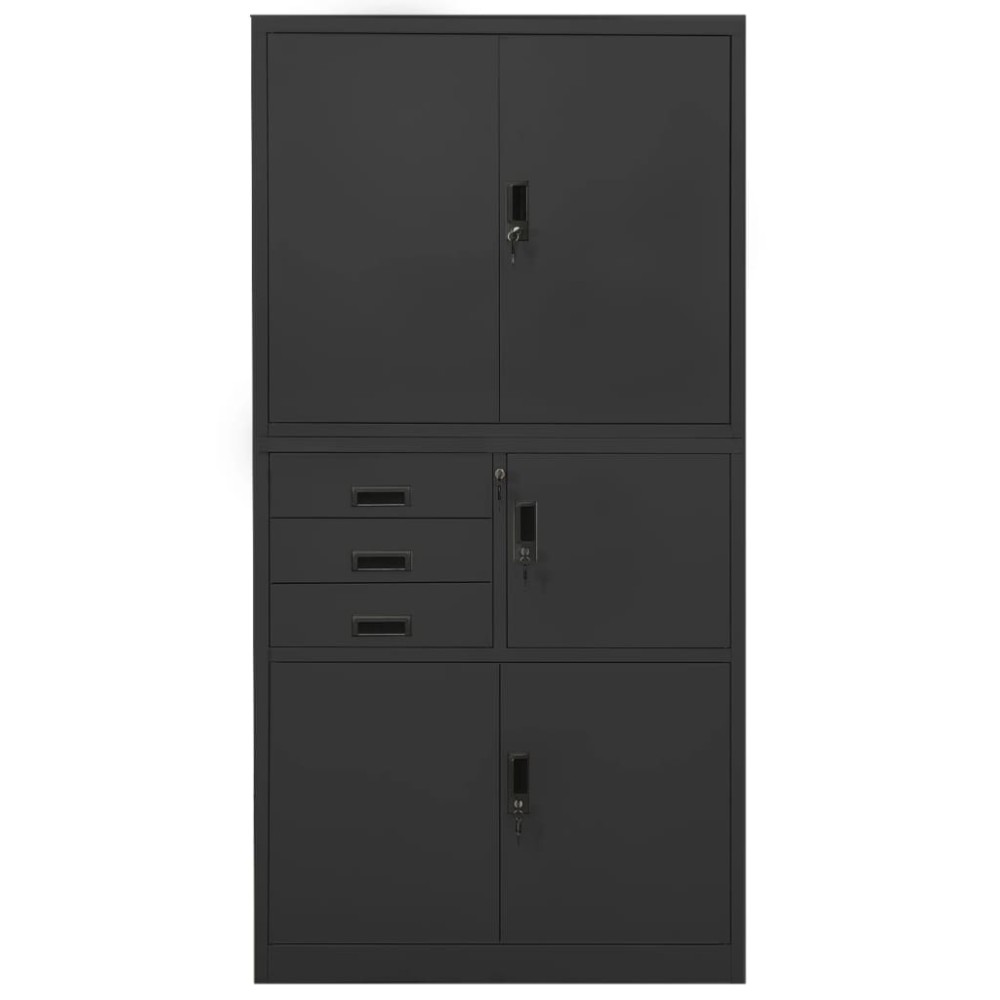vidaXL Ντουλάπα Γραφείου Ανθρακί 90 x 40 x 180 εκ. Ατσάλινη