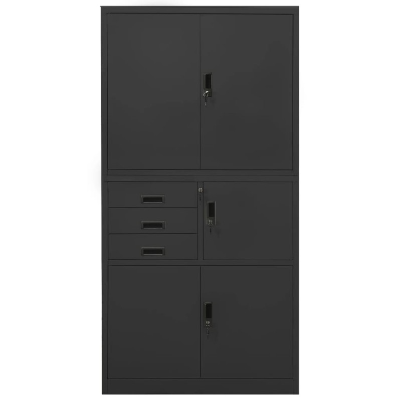 vidaXL Ντουλάπα Γραφείου Ανθρακί 90 x 40 x 180 εκ. Ατσάλινη