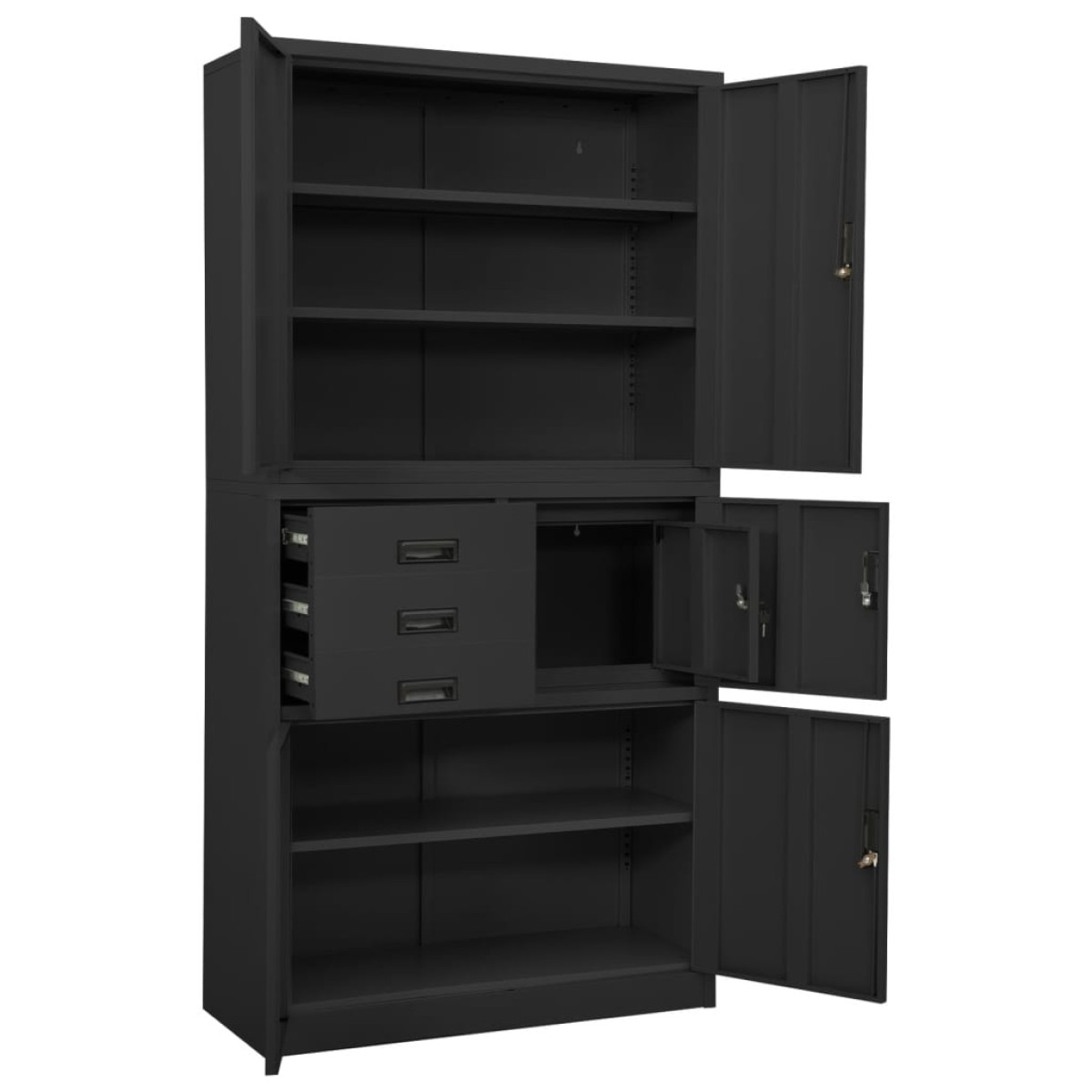 vidaXL Ντουλάπα Γραφείου Ανθρακί 90 x 40 x 180 εκ. Ατσάλινη