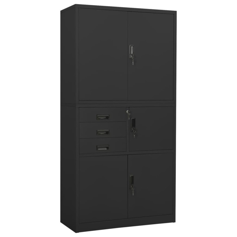 vidaXL Ντουλάπα Γραφείου Ανθρακί 90 x 40 x 180 εκ. Ατσάλινη