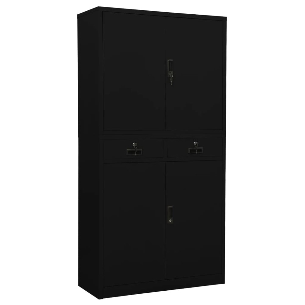vidaXL Ντουλάπα Γραφείου Μαύρη 90 x 40 x 180 εκ. Ατσάλινη