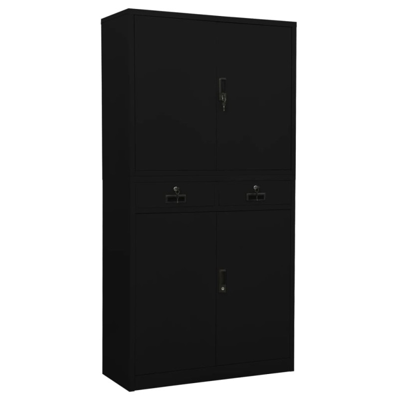 vidaXL Ντουλάπα Γραφείου Μαύρη 90 x 40 x 180 εκ. Ατσάλινη