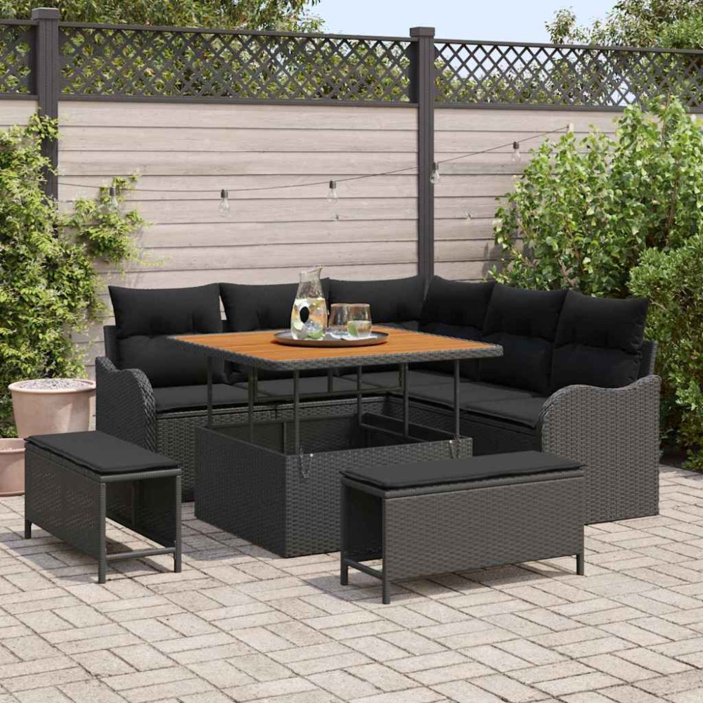 vidaXL Σετ Καναπέ Κήπου 8 τμχ. 7-Αριθμός καθισμάτων Μαύρο