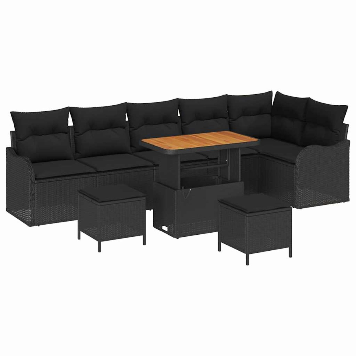 vidaXL Σετ Καναπέ Κήπου 9 τμχ. 8-Αριθμός καθισμάτων Μαύρο