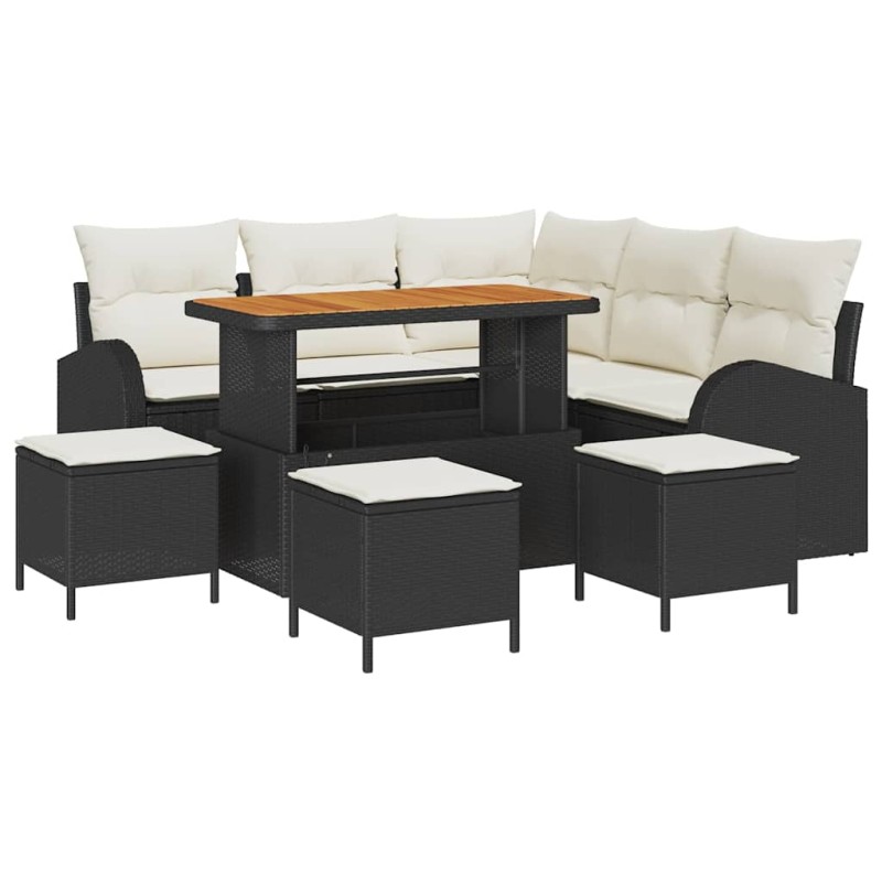 vidaXL Σετ Καναπέ Κήπου 9 τμχ. 8-Αριθμός καθισμάτων Μαύρο και Κρέμα