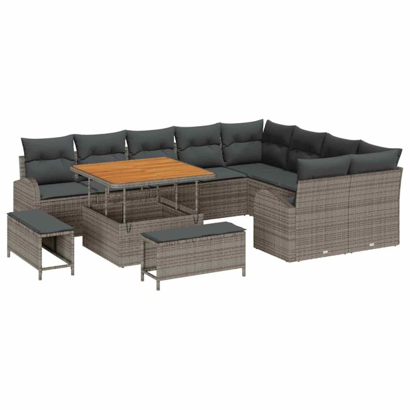 vidaXL Σετ Καναπέ Κήπου 12 τμχ. 11-Αριθμός καθισμάτων Γκρι