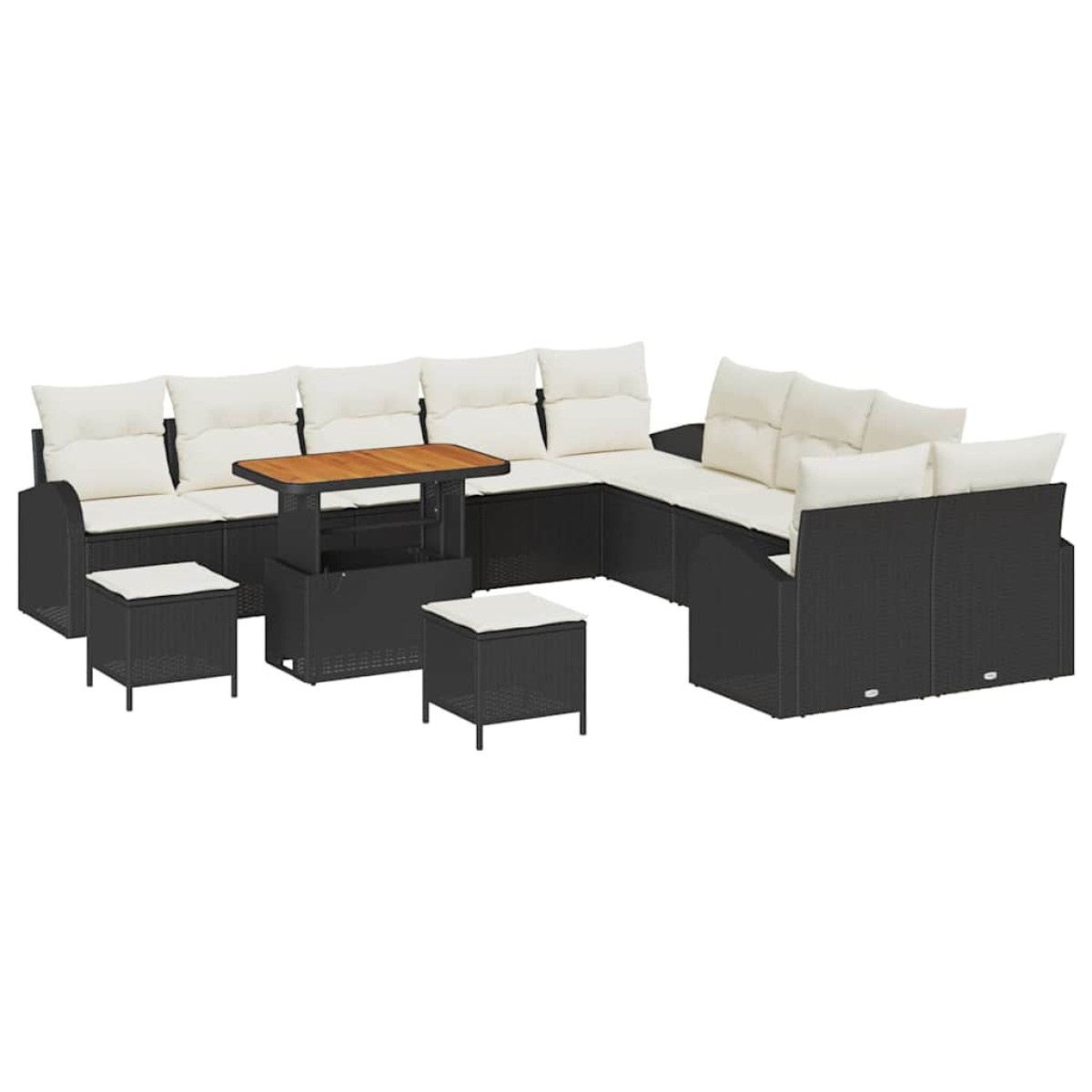 vidaXL Σετ Καναπέ Κήπου 13 τμχ. 12-Αριθμός καθισμάτων Μαύρο και Κρέμα