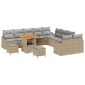 vidaXL Σετ Καναπέ Κήπου με μαξιλάρι 13 pcs Μπεζ Πολυ ράταν